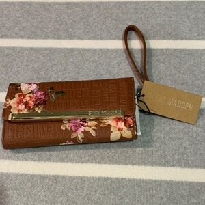 Steve Madden Embossed Brown Floral Wristlet